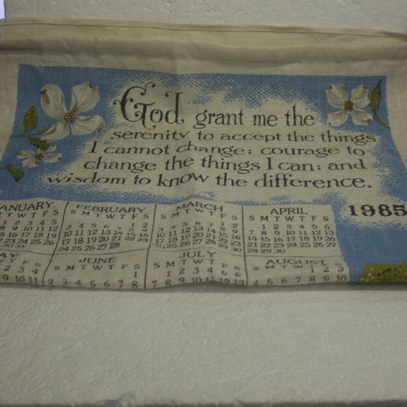 Kitchen Vintage Serenity Prayer 1985 Cloth Calendar Tea Towel Poshmark